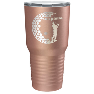 Personalized Golfer in Half Ball Laser Engraved on Stainless Steel Golf Tumbler