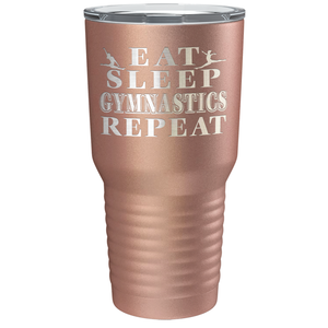 Eat Sleep Gymnastics Repeat Laser Engraved on Stainless Steel Gymnastics Tumbler