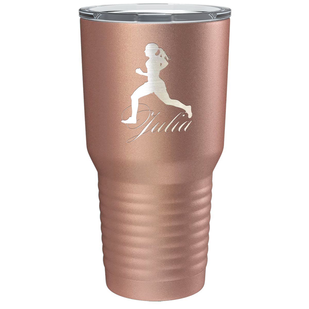 Personalized Running Women Silhouette Laser Engraved on Stainless Steel Cross Country Tumbler