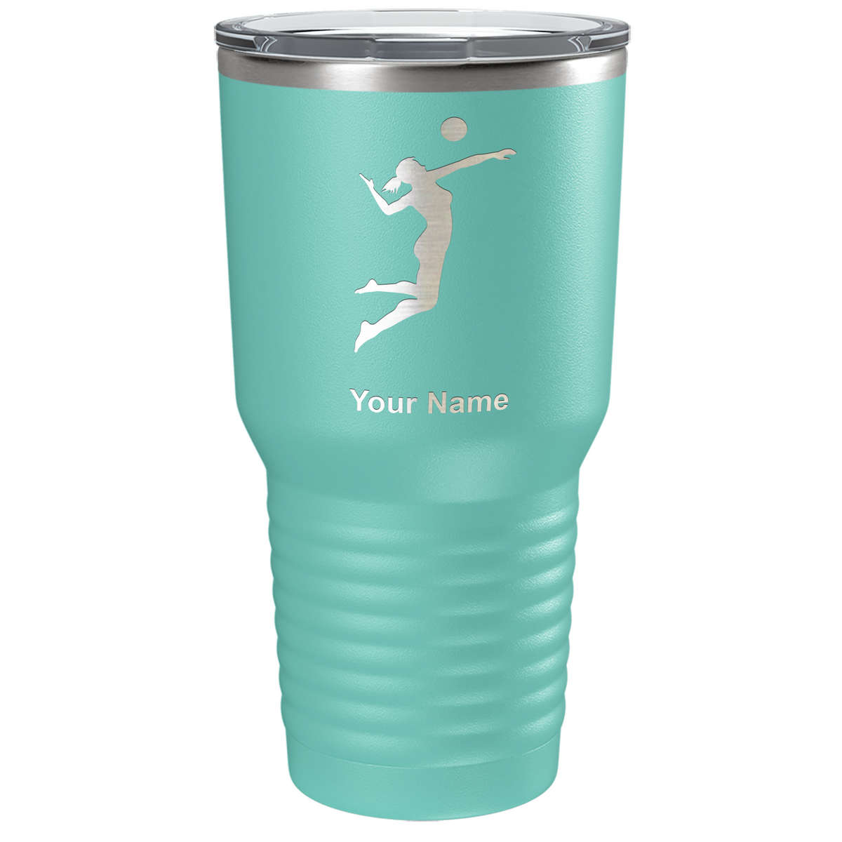 Personalized Volleyball Player Silhouette Laser Engraved on Stainless Steel Volleyball Tumbler