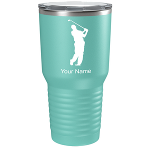 Golf Player Silhouette on Stainless Steel Golf Tumbler