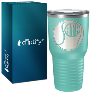 Personalized Monogrammed Tennis Ball Laser Engraved on Stainless Steel Tennis Tumbler