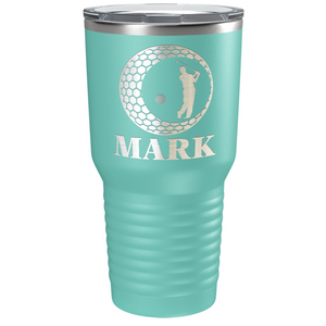 Personalized Golfer in Ball Laser Engraved on Stainless Steel Golf Tumbler