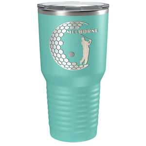 Personalized Golfer in Half Ball Laser Engraved on Stainless Steel Golf Tumbler