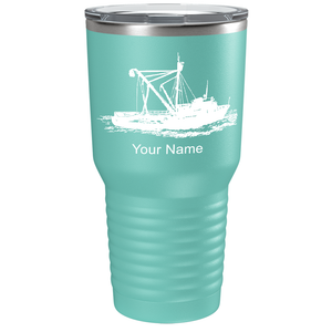 Fishing Boat on Stainless Steel Fishing Tumbler