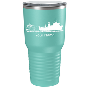 Marlin Boat Fishing on Stainless Steel Fishing Tumbler