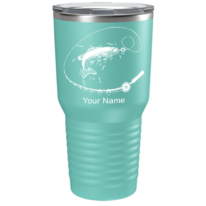 Fishing Poll with Fish on Stainless Steel Fishing Tumbler