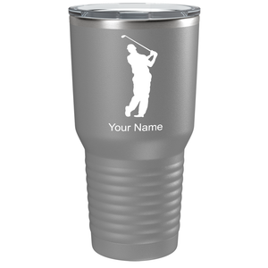 Golf Player Silhouette on Stainless Steel Golf Tumbler