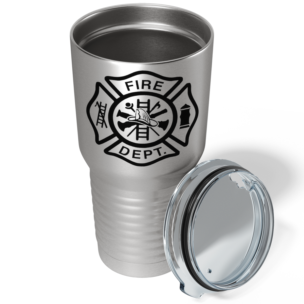 Fire Department Badge on Stainless 30oz Firefighter Tumbler