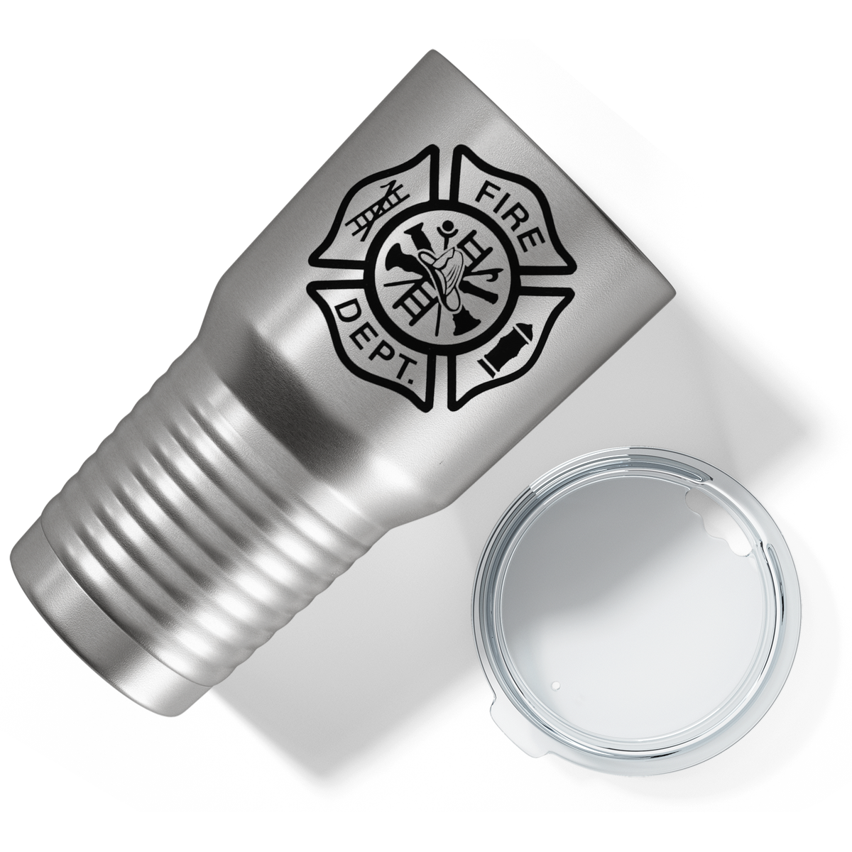 Fire Department Badge on Stainless 30oz Firefighter Tumbler