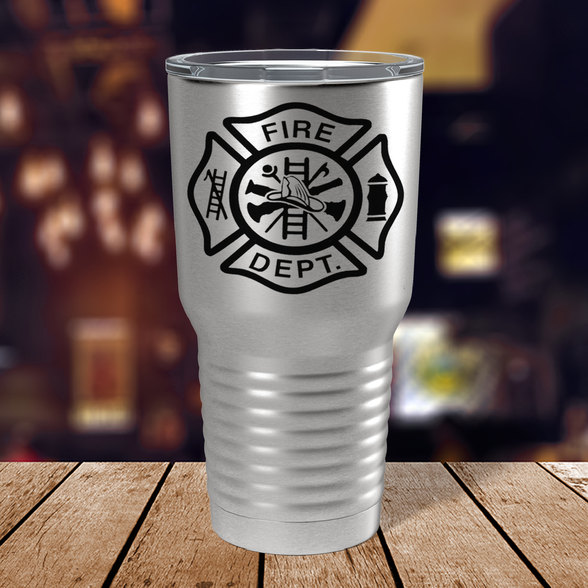 Fire Department Badge on Stainless 30oz Firefighter Tumbler