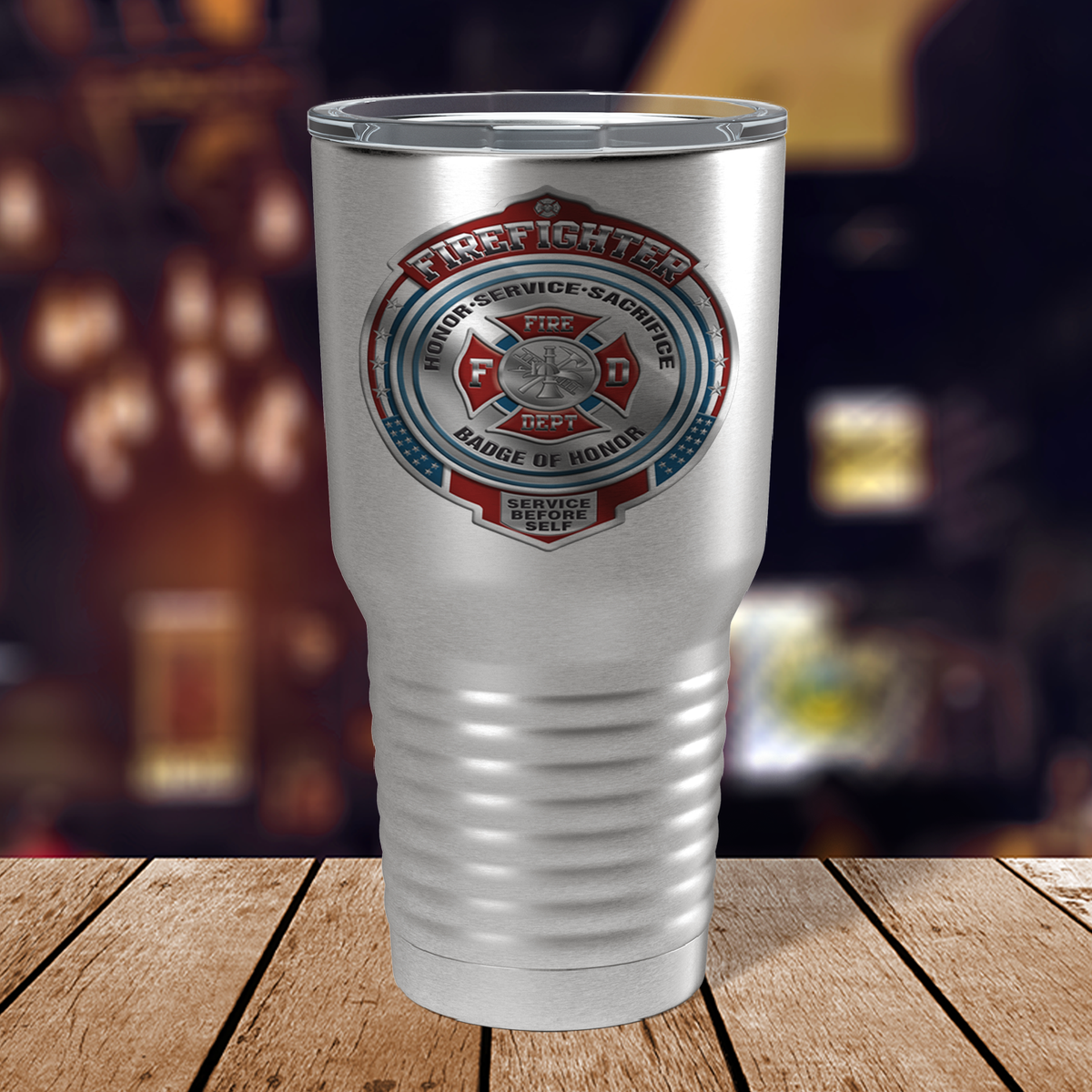 Firefighter Badge of Honor on Stainless 30oz Firefighter Tumbler