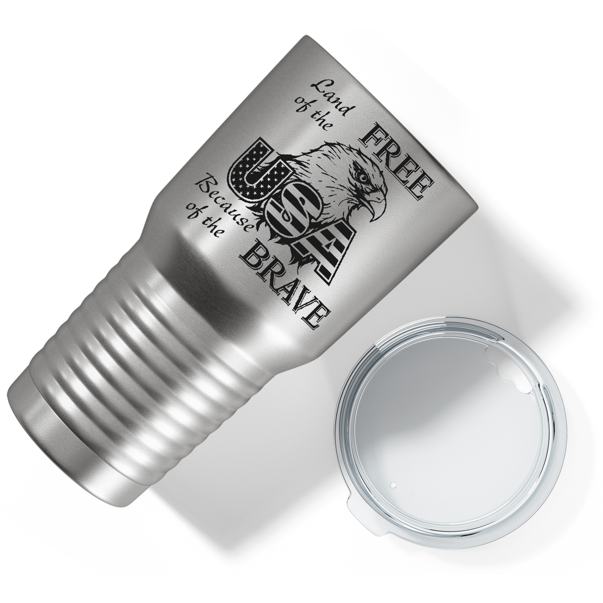 Land of Free Because of the Brave on Stainless 30 oz Stainless Steel Tumbler