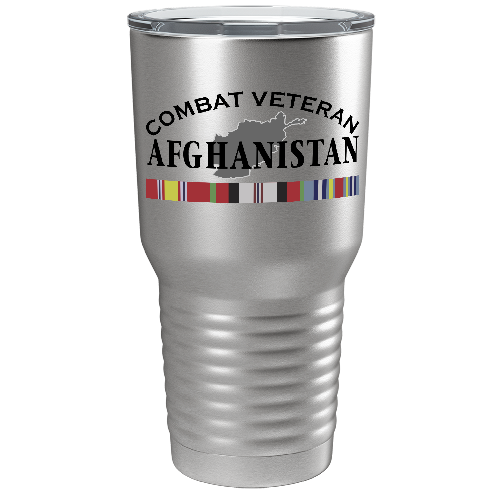 Combat Veteran Afghanistan on Stainless 30 oz Stainless Steel Tumbler
