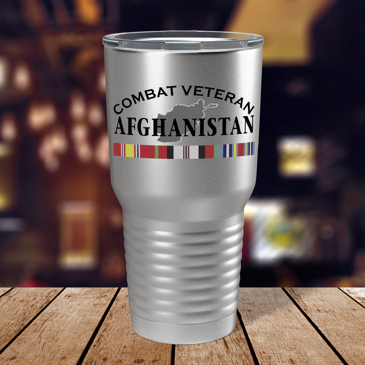 Combat Veteran Afghanistan on Stainless 30 oz Stainless Steel Tumbler