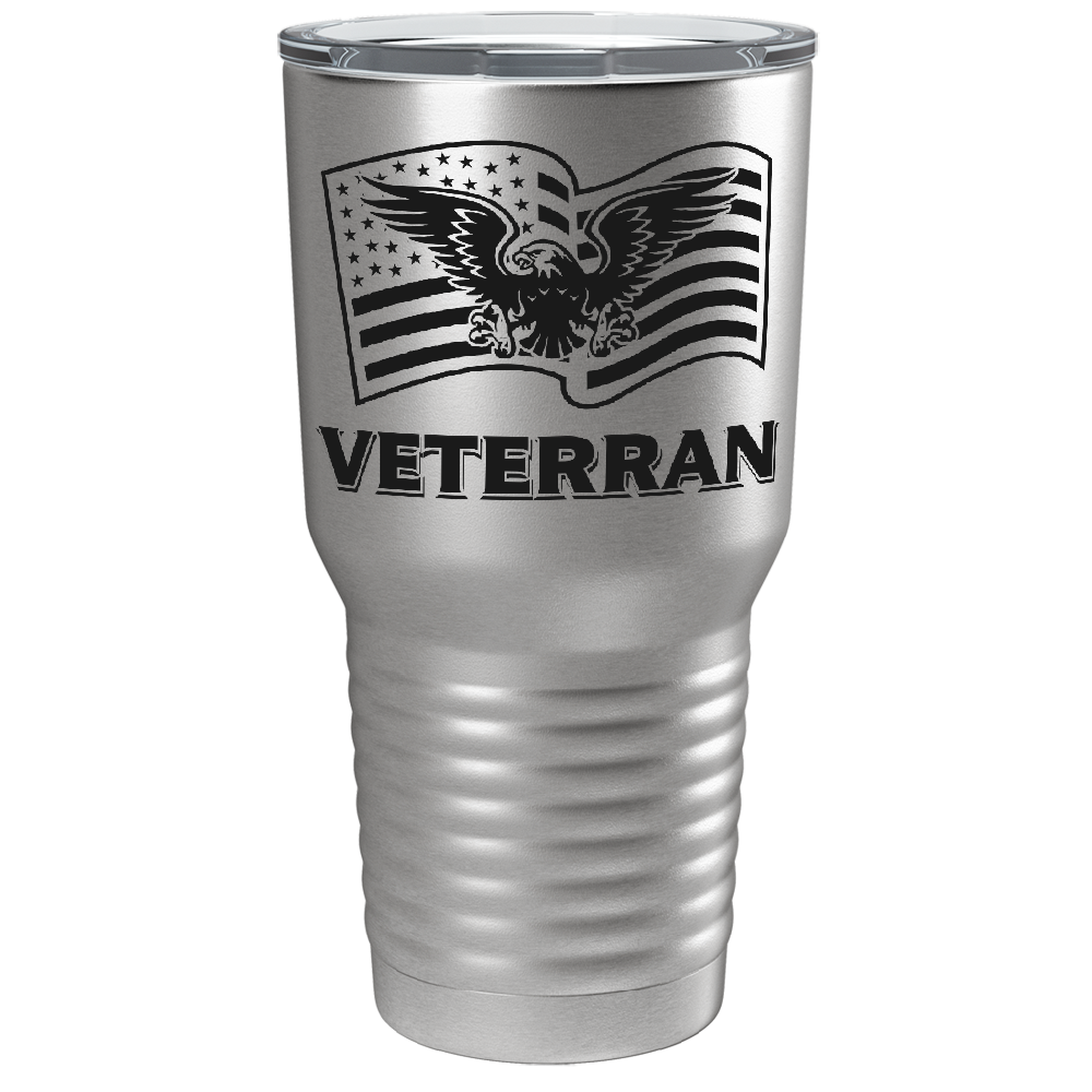 American Eagle on Flag on Stainless 30 oz Stainless Steel Tumbler
