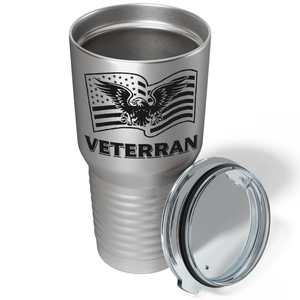American Eagle on Flag on Stainless 30 oz Stainless Steel Tumbler