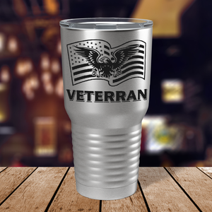 American Eagle on Flag on Stainless 30 oz Stainless Steel Tumbler