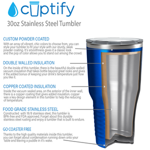 Blue Translucent 30oz Stainless Steel Tumbler