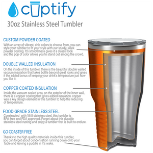 Orange Translucent 30oz Stainless Steel Tumbler