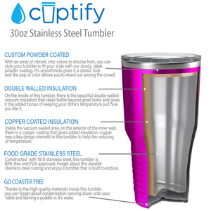 Pink Translucent 30oz Stainless Steel Tumbler
