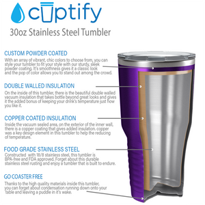 Purple Translucent 30oz Stainless Steel Tumbler