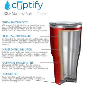 Red Translucent 30oz Stainless Steel Tumbler