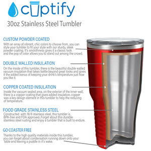 Custom Laser Engraved 30oz Red Translucent Stainless Steel Tumbler