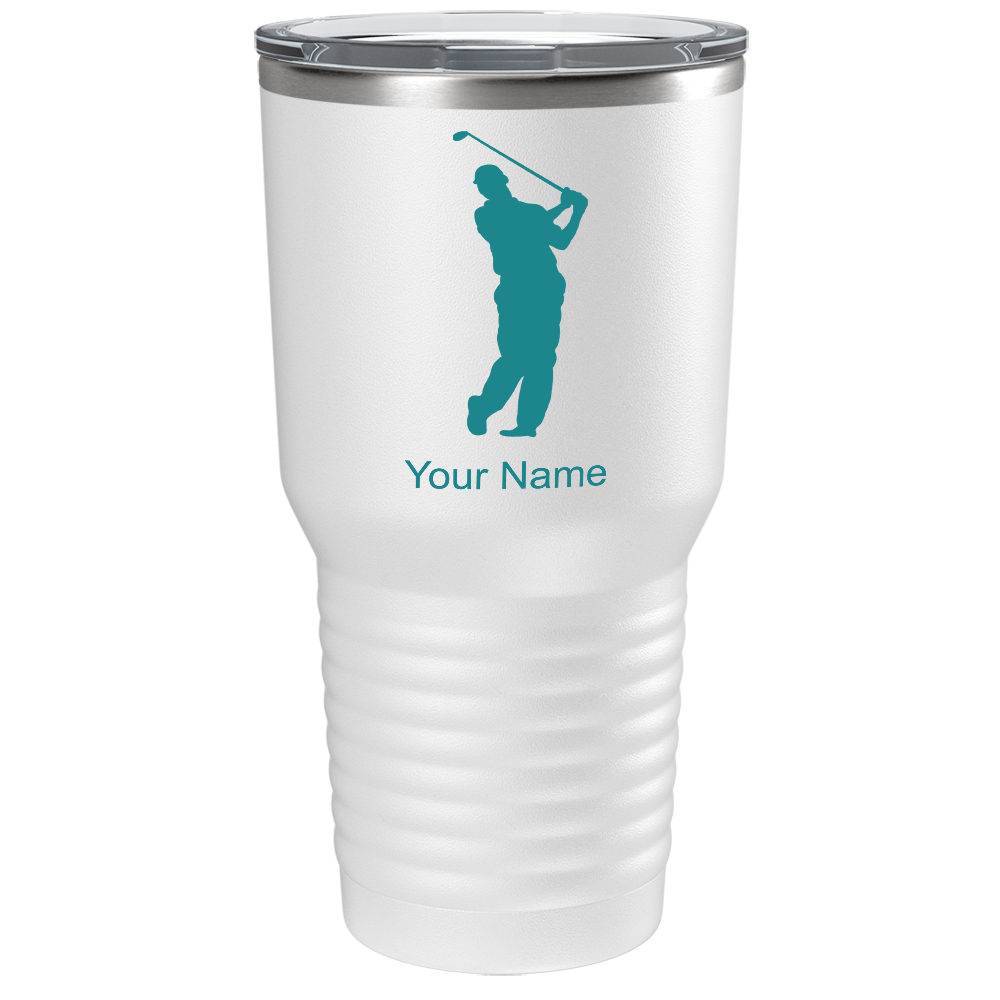 Golf Player Silhouette on Stainless Steel Golf Tumbler