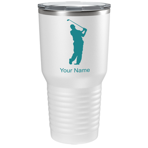 Golf Player Silhouette on Stainless Steel Golf Tumbler