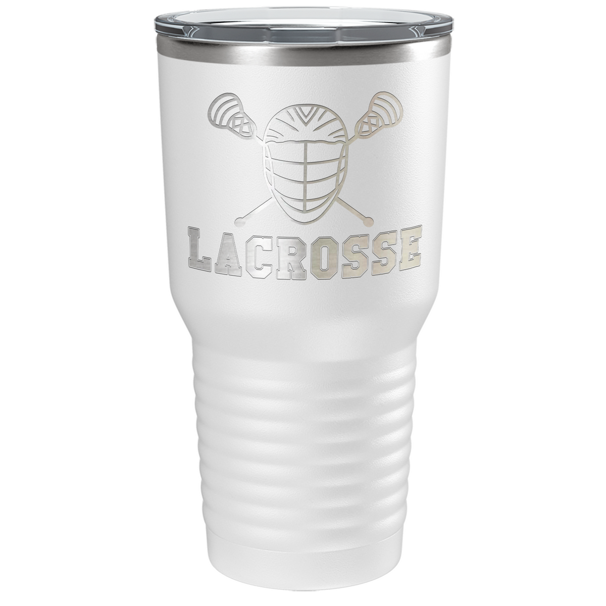 Lacrosse Mask and Sticks Laser Engraved on Stainless Steel Lacrosse Tumbler