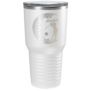 Personalized Women Golfer Laser Engraved on Stainless Steel Golf Tumbler