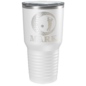 Personalized Golfer in Ball Laser Engraved on Stainless Steel Golf Tumbler