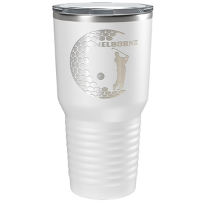 Personalized Golfer in Half Ball Laser Engraved on Stainless Steel Golf Tumbler