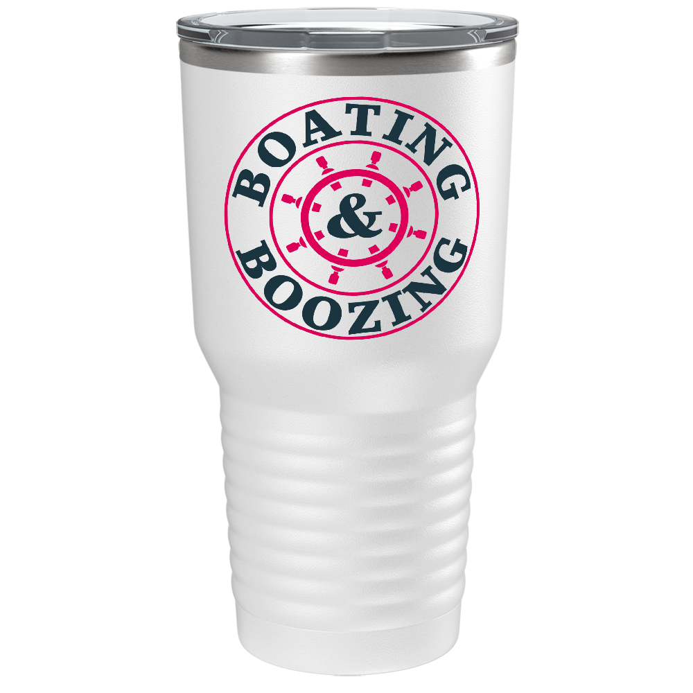 Boating & Boozing on White 30 oz Stainless Steel Tumbler