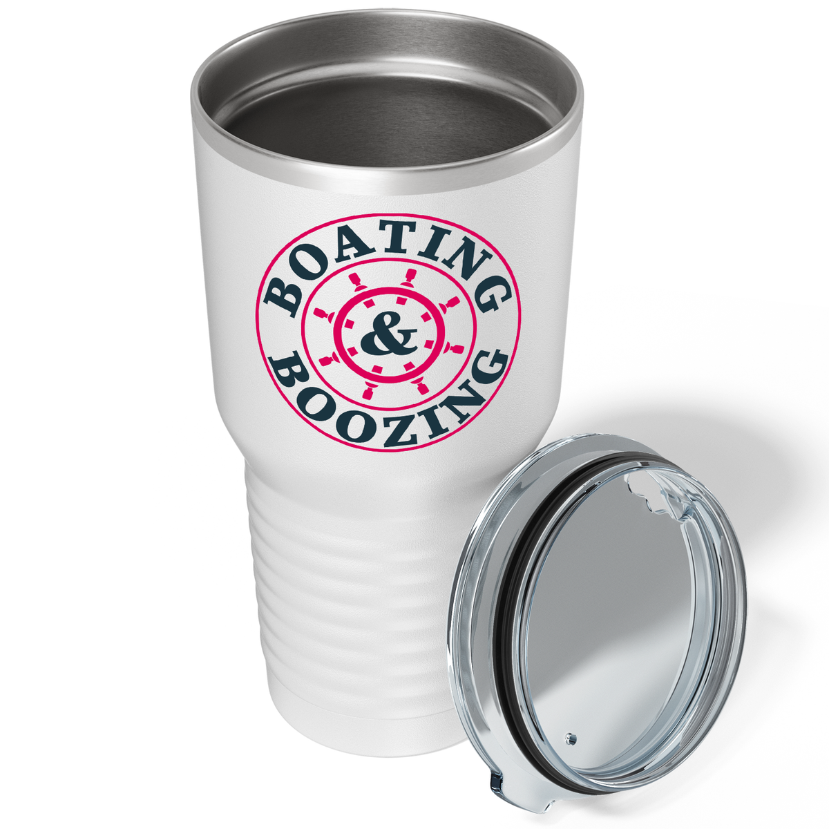 Boating & Boozing on White 30 oz Stainless Steel Tumbler