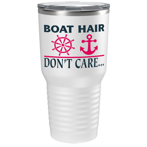 Boat Hair Don’t Care on White 30 oz Stainless Steel Tumbler