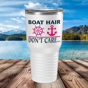 Boat Hair Don’t Care on White 30 oz Stainless Steel Tumbler