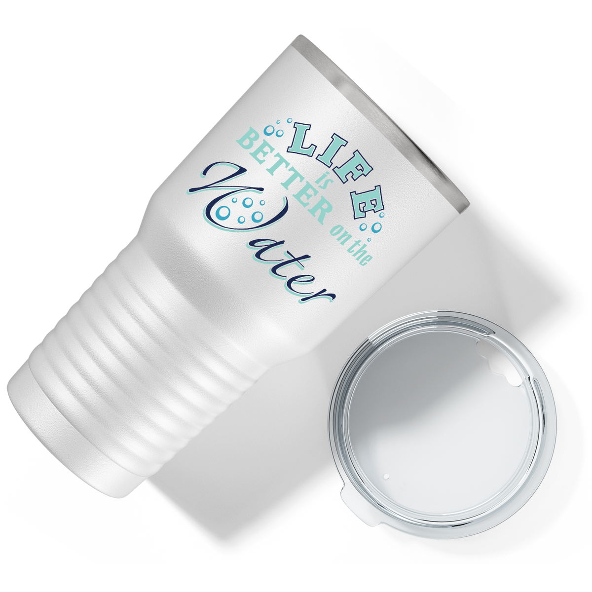 Life is Beter on the Water on White 30 oz Stainless Steel Tumbler