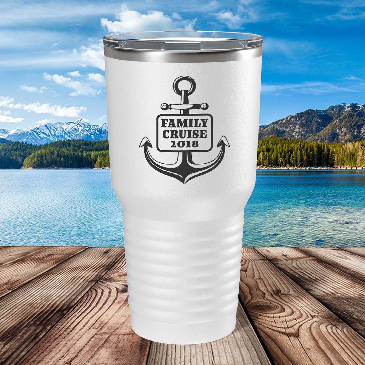 Family Cruise on White 30 oz Stainless Steel Tumbler