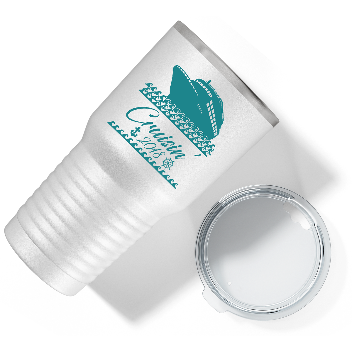 Cruise Boat on White 30 oz Stainless Steel Tumbler