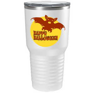 Happy Halloween Flying Bat on Stainless Steel Halloween Tumbler