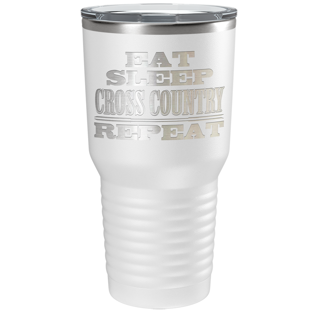 Eat Sleep Cross Country Repeat Laser Engraved on Stainless Steel Cross Country Tumbler