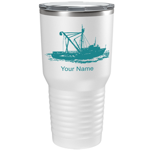 Fishing Boat on Stainless Steel Fishing Tumbler