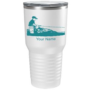 Little Boy Fishing on Stainless Steel Fishing Tumbler