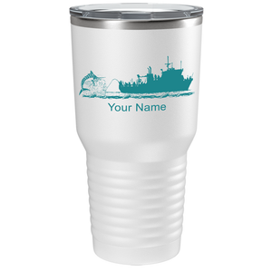 Marlin Boat Fishing on Stainless Steel Fishing Tumbler