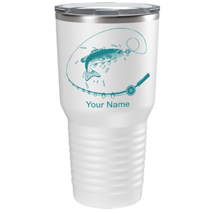 Fishing Poll with Fish on Stainless Steel Fishing Tumbler