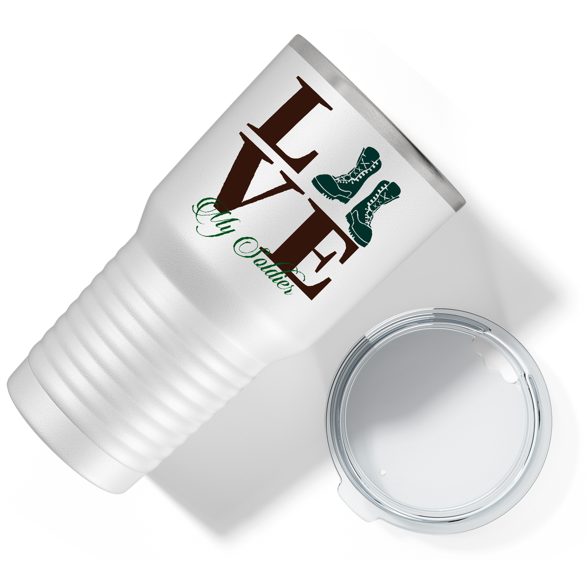 Army Love on White 30 oz Stainless Steel Tumbler