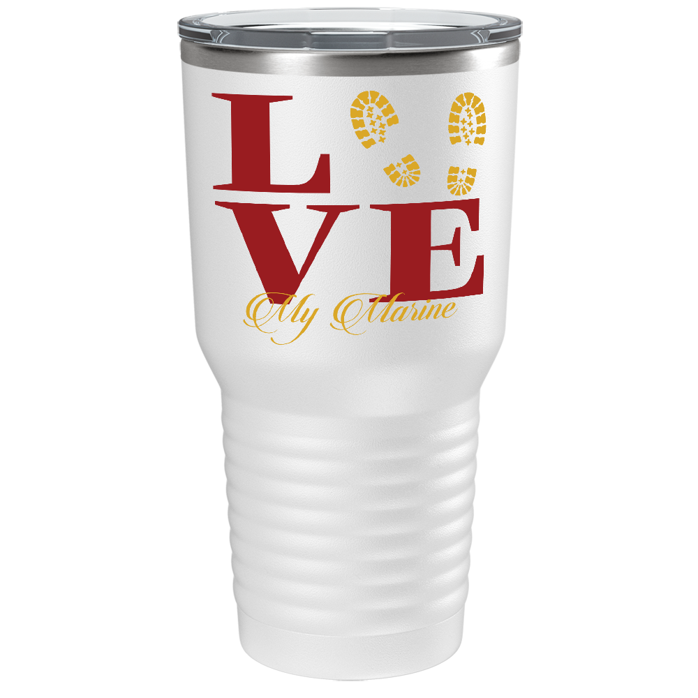 Marine Love on White 30 oz Stainless Steel Tumbler