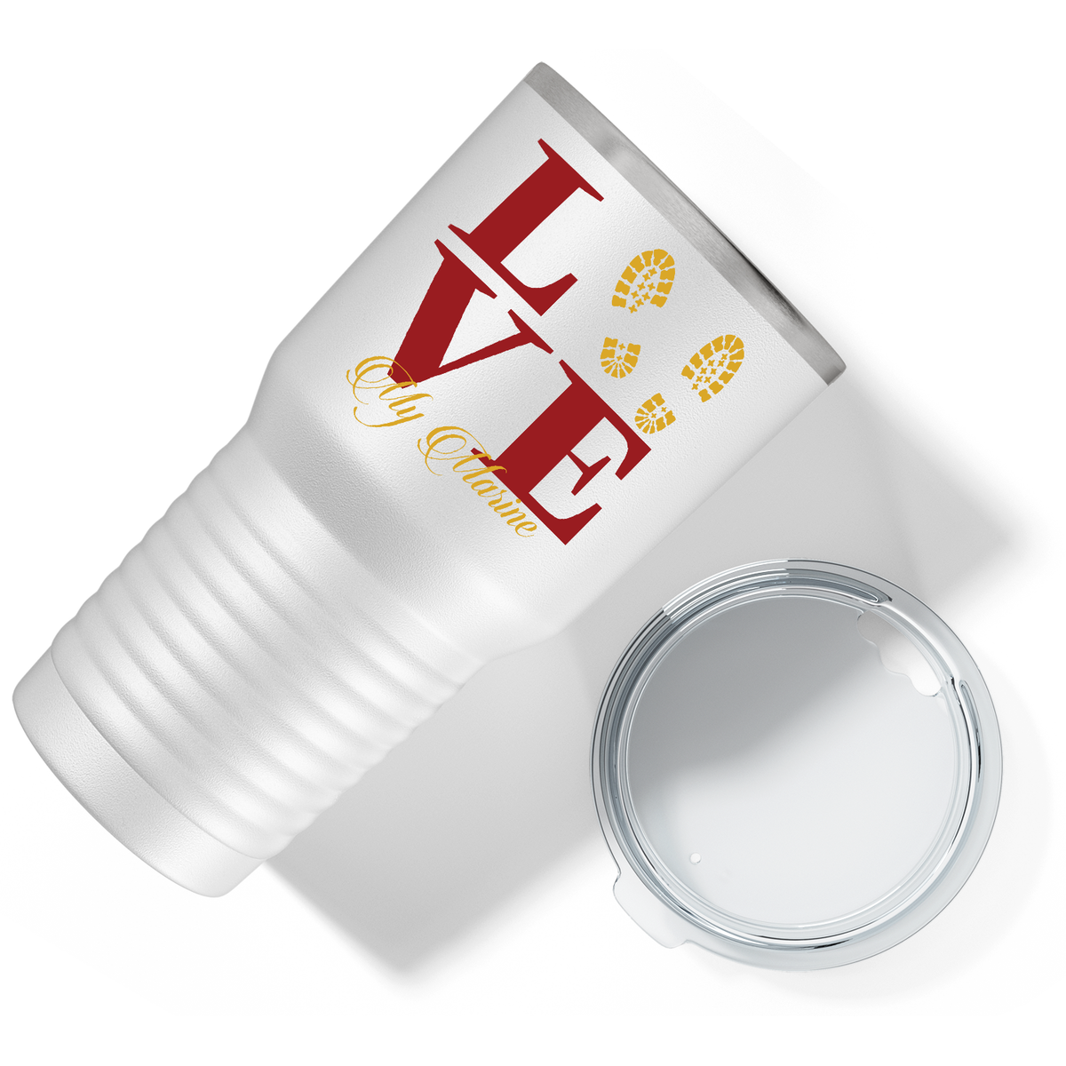 Marine Love on White 30 oz Stainless Steel Tumbler